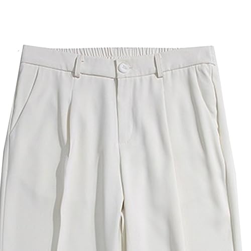 Men Wide Leg Casual Suit Pants Elastic Mid Waist Loose Fit Straight Pants Business Baggy Trousers with Pockets4