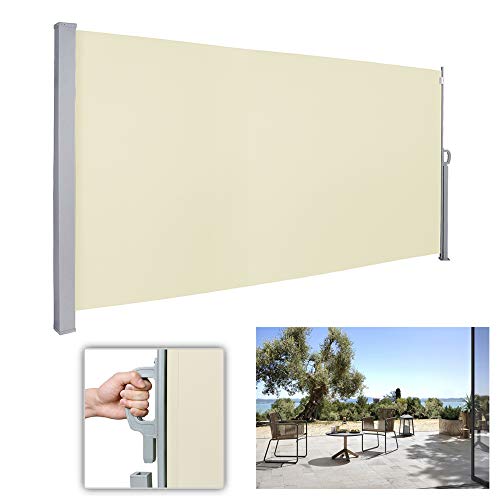 wolketon Toldo Lateral Retráctil, Persiana Lateral, Protección de la Intimidad, Protector Solar a Prueba de Viento, para Balcón, Jardin, Terraza Protege la Privacidad,180 x 300 cm Beige