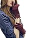 Produktbild YISEVEN Damen Lammfell Wildleder Handschuhe Touchscreen Lederhandschuhe Gefüttert Winter Warm Elegant Auto Schaffell Leder Damenhanschuhe Winterhandschuhe Geschenke, Weinrot Klein/6.5"