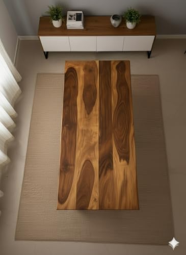 Image of REDWOOD Metal Bucks Live Edge Dining Table /Solid Sheesham Wood Industrial Kitchen Table with Metal Legs, Teak