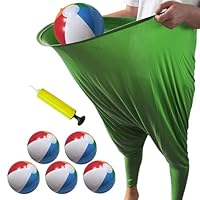 lustige riesige Dehnbare Hosen, Granny Pants Spiel Mit 5 Hüpfbällen, Oma Hose Gartenspiel, Oma Hosen Hofspiel, Granny Pants Game, riesige Wurfspiele for die Freizeit im Freien (Grün)