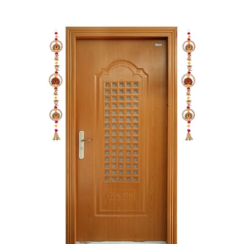 Image of Prapti Handicrafts Handmade Traditional Lotus Wall and Door Hanging for Home Decor | Diwali Decor | Wedding and All Festival Decoration | Decorative Pooja Room (38 Inches Height - Pack of 2) (style 2)