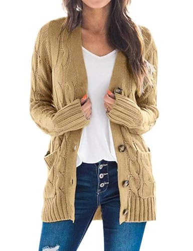 ZESICA Women's Cardigan Sweaters 2025 Fall Button Down Open Front