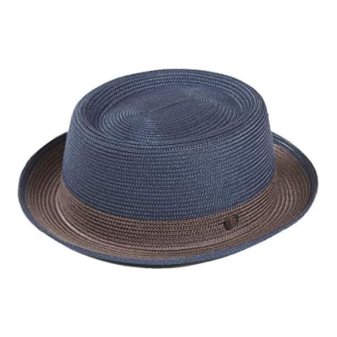 DASMARCA Mens Crushable & Packable Telescope Crown Pork Pie Hat - Bobby Navy L Cover