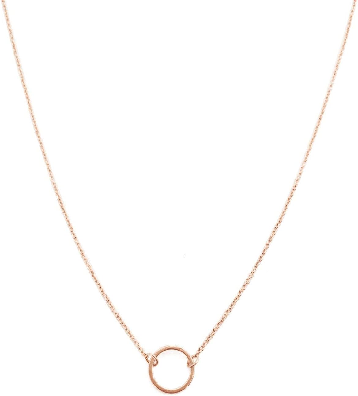 S.J JEWELRY Womens Simple Delicate Handmade 14k Gold Plated/Rose Gold Plated Dainty Circle Thin Open Circle Chain Star Choker Necklace