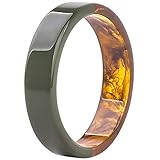 Jude Jewelers Imitation Jade Glass Acrylic Resin Plastic Statement Cocktail Party Holiday Bangle Bracelet (Green Brown)