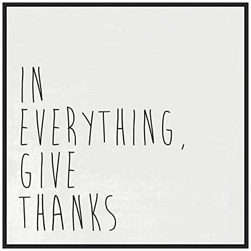Amanti Art Framed Canvas Wall Art 30x30 Give Thanks I by Wild Apple Portfolio, Framed Wall Art Canvas, Typography Artwork, Modern Decor, Large Poster Painting for Living Room, Bedroom, Bathroom,