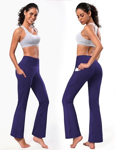 Image of BUBBLELIME 29 inch /31 inch /33 inch /35 inch /37 inch 3 Styles Women's High Waist Bootcut Yoga Pants Basic /Side Pockets Tummy Control Workout Flared