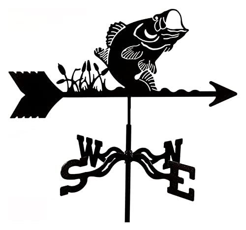 Veleta de viento metálica de alta resistencia con diseño ornamental de pez para techo