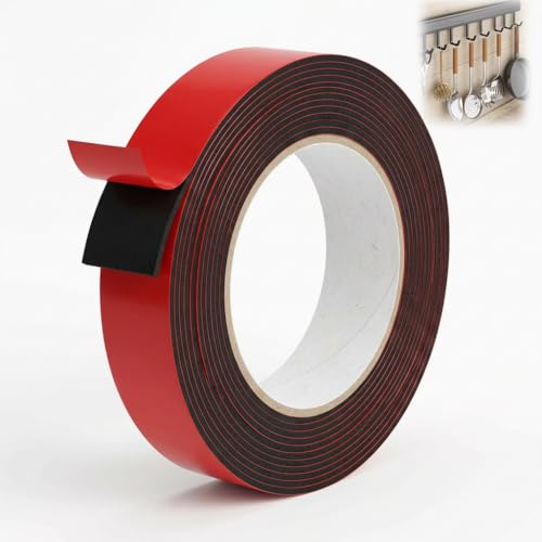 XINML Cinta Doble Cara Extra Fuerte - 10m x 20mm Cinta de Espuma PE Doble Cara Impermeable Cinta de Montaje Negra para Coche Oficina y Hogar Cinta Adhesiva Resistente para Exterior e Interior