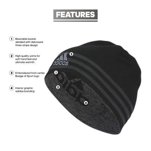Image of adidas Men's Reversible Skully Beanie - Two-Sided Skull Cap Winter Hat