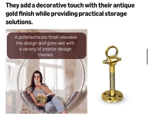 Image of Ceiling Hooks for Hanging Zula for Home Punching Bag Hanger with Anchor Bolt Fasteners Suitbale for Hammock Swing (Golden Kada, 14 Inch, Pack of 1)
