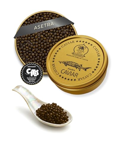 SEPEHR DAD CAVIAR Asetra Kaviar 30 g I mittelgroßes Korn 2,8–3,1 mm I Osietra-Caviar aus nachhaltiger Aquakultur I zart nussig & leicht sahnig I exklusiver Stör Kaviar in Premiumqualität