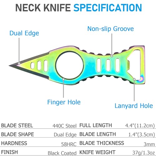 Image of Neck Knife with Sheath and Necklace, Mini Fixed Blade Knife Necklace for Men, Ultra Small Pocket Knife EDC Tools Cool Gadgets for Camping, Backpacking, Hiking, Survival