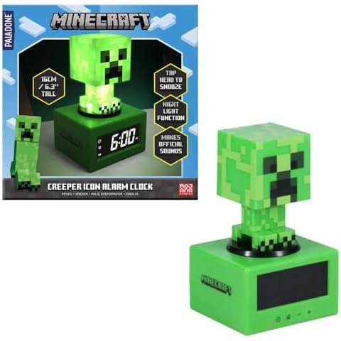 Minecraft Creeper Alarm Clock with Night Light Cover