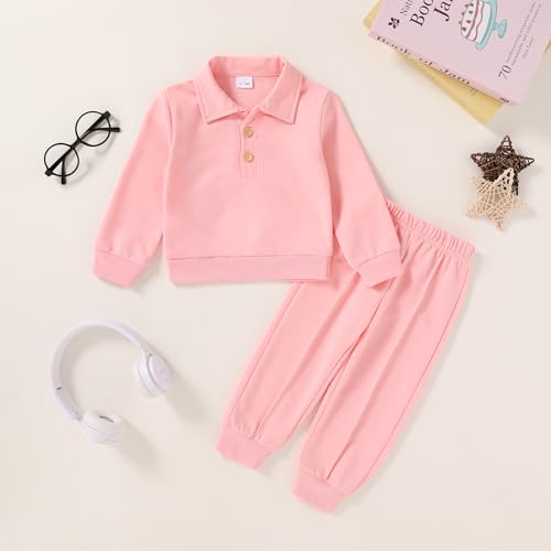 HAPPYMA Toddler Clothes Baby Boy Girl Fall Polo Long Sleeve Top and Solid Casual Pants Winter Outfits2