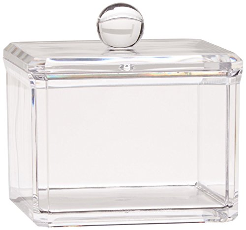 HQdeal Acrylique Boite à Coton Demaquillant Distributeur de Coton Boîte de Rangement pour Cosmétiques Support étagère Simple