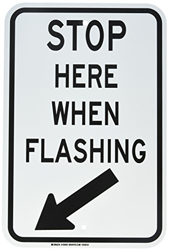Panneau stop here when flashing Brady 129459 noir sur blanc 45x30 cm