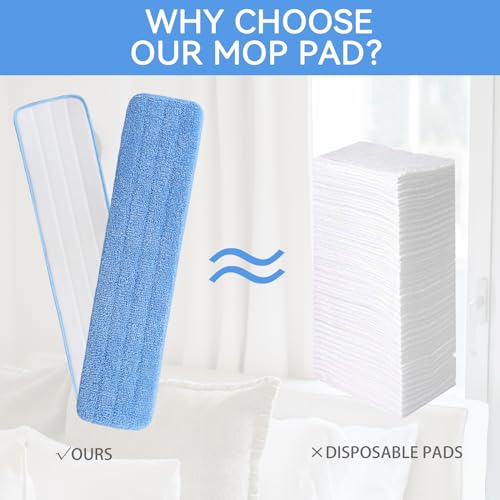 Image of Replacement Microfiber Pad for Rubbermaid Commercial 24 Inch Mop Head - 8 Pack Wet & Dry Commercial Cleaning Refills Reusable Mop Refills Fit for Any Microfiber Flat Mop System 24 inch