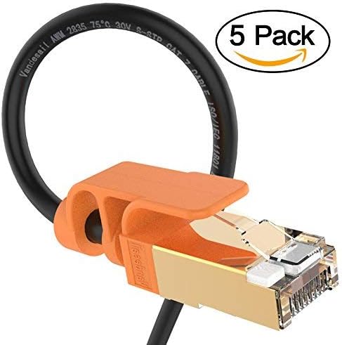 VANDESAIL Ethernet Cable, 5Pack Strengthened Premium CAT7 Patch Cable RJ45 Shielded SSTP LAN Network Cord Gold Lead for Switch/Router/Modem/Patch Panel (2m/ 6.5ft)