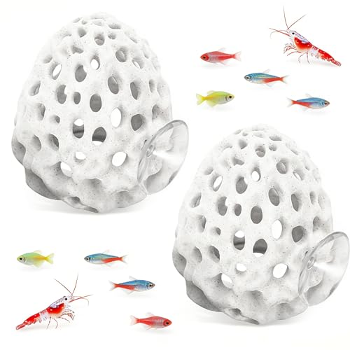 HPiano 2 Stück Poröses Aquarium Versteck aus Kunststoff mit Saugnäpfen,Garnelen Versteck aus Plastik,Fischtanktunnels für Kleine Fische Garnelen Guppys zum Verstecken Ausruhen