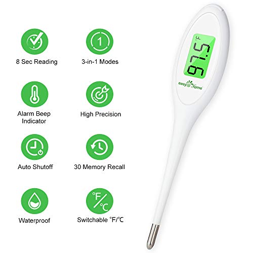 8 Sec Fast Reading Easy@Home Digital Oral Thermometer For Adult, Kid And Baby, Oral, Rectal And Underarm Temperature Measurement For Fever With Two-Color Lcd Display Backlit And Alarm Emt-A12 #TOP1