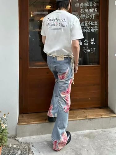 Unisex Vintage Ripped Straight Leg Jeans High Waisted Distressed Jeans Harajuku Hip Hop Patchwork Baggy Pants Grunge Clothes4