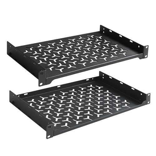 OCEANHUG 2 Pack 1U Server Rack Shelf, 19 Inch Universal Network Rack Mount Tray, 10 Inches Deep...