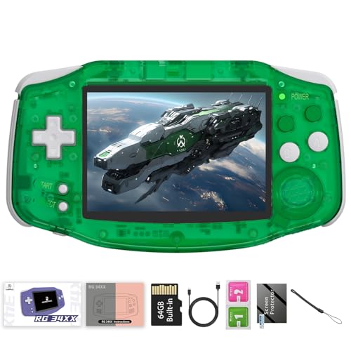 Image of RG34XX Retro Handheld Game Consoles Classic Retro Gaming Console 64G Card Preloaded Games 5000+ rg34xx Portable Gaming Console Linux 64-bit 3500mAh Battery WiFi Bluetooth HD and TV Output Green
