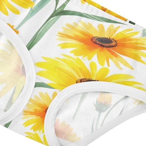 Toddler Underwear Custom 2t Cotton Cute Panties Girl Animal Briefs Underpants Yellow Orange Wildflowers White4