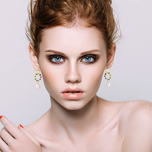 Lazluvu Pearl Hoop Earrings Pearl Hoops Dangle Huggie Earrings For Women Girls #TOP5