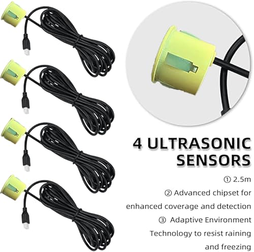 Image of LCD Parking Sensor Kit - Displays Data on Original Screen, Easy Rear Installation, Compatible with All Camera Formats (AHD, CVBS), 18 Probe Colors to Match Any Vehicle LightYellow