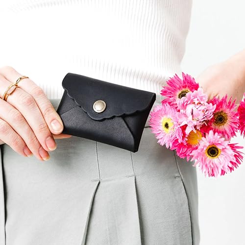 Portland Leather Goods Mini Daisy Wallet for Women – Handmade from the Finest Full-Grain Hides – Features Envelope Design with Snap Closure – Black3