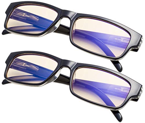 2-Pack Blue Light Filter Reading Glasses for Women Men,Computer Readers Anti Glare Blocking UV Transparent