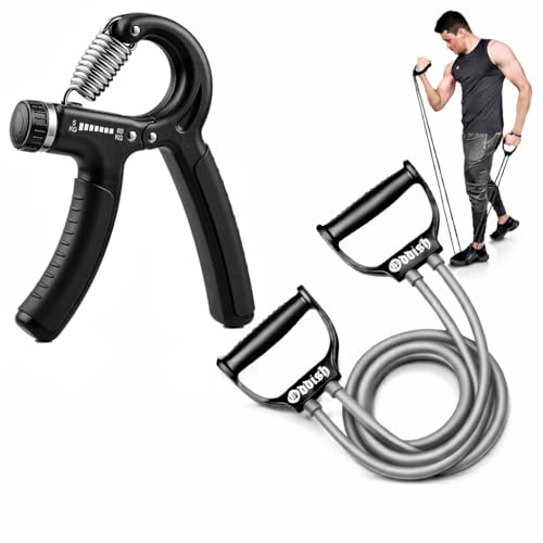 Image of ODDISH way to fitness Hand Grip Strengthener with Resistance Tube, Adjustable 5-60 KG, Home Gym Workout Combo (Adjustable- 5-60 Kg)
