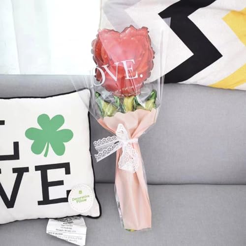 4Pcs Artificial Rose Bouquet Balloons,Red Rose Foil Balloons for Mom,Mother's Day Aluminum Balloon,Party Decoration for Weddings,Mother's Day,Proposals(Red)
