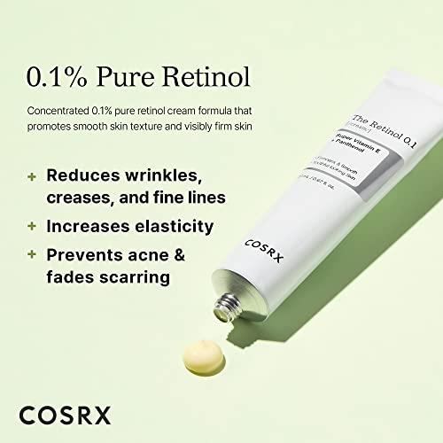 Cosrx Retinol 0.1 Cream, Anti-Aging Cream With 0.1% Retinoid Treatment For Face, Reduce Wrinkles, Fine Lines, Signs Of Aging, Gentle Skin Care For Day & Night, Not Tested On Animals, Korean Skincare #TOP2