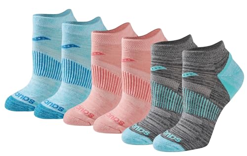 Saucony Women's Rundry Performance Selective Cushion Socks, Available in S-l (6, 12, Fashion Assorted (6 Pairs), M (Pack of 6)