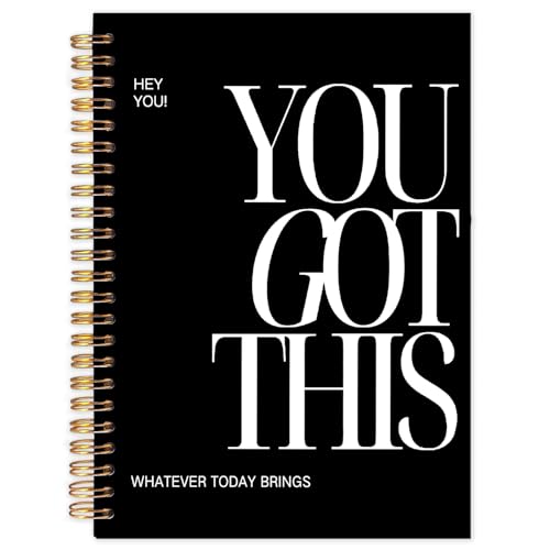 Yhtrg You Got This Inspirational Spiral Notebook Journal, Inspirational Notebook for Women, Motivational Journals, Black Motivational Positive Notebooks for Office School Supplies, 5.5x8.3 Inch