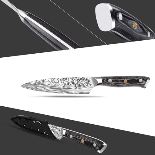 MOSFiATA 4 Inch Paring Knife, Kitchen Knife Fruit Knives with Sheath, German High Carbon Stainless Steel EN1.4116 Precision Cooking Vegetable Knife for Carving, Peeling, Trimming - image 4