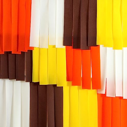 Image of Yellow-Beige Orange-Brown Fall Party-Decorations Streamers - 8 Rolls Boho Autumn Baby Shower Thanksgiving Harvest Crepe Tissue Paper Streamer,Birthday Bridal Bachelorette Wedding Garland Panduola