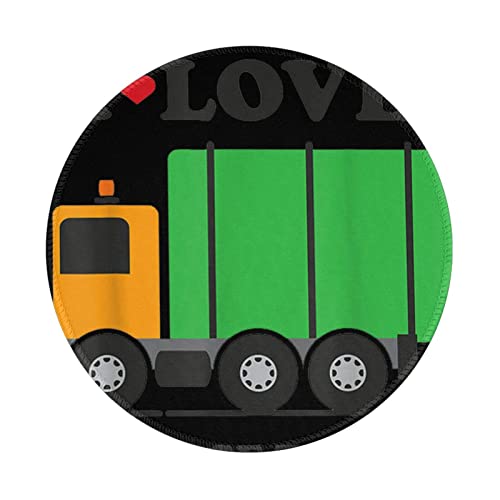 I Love - Tapis de souris rond - Base en caoutchouc antidérapante - En cuir synthétique - Imperméable - Ultra lisse - Pour ordinateur, bureau, maison, jeu, étude Cover