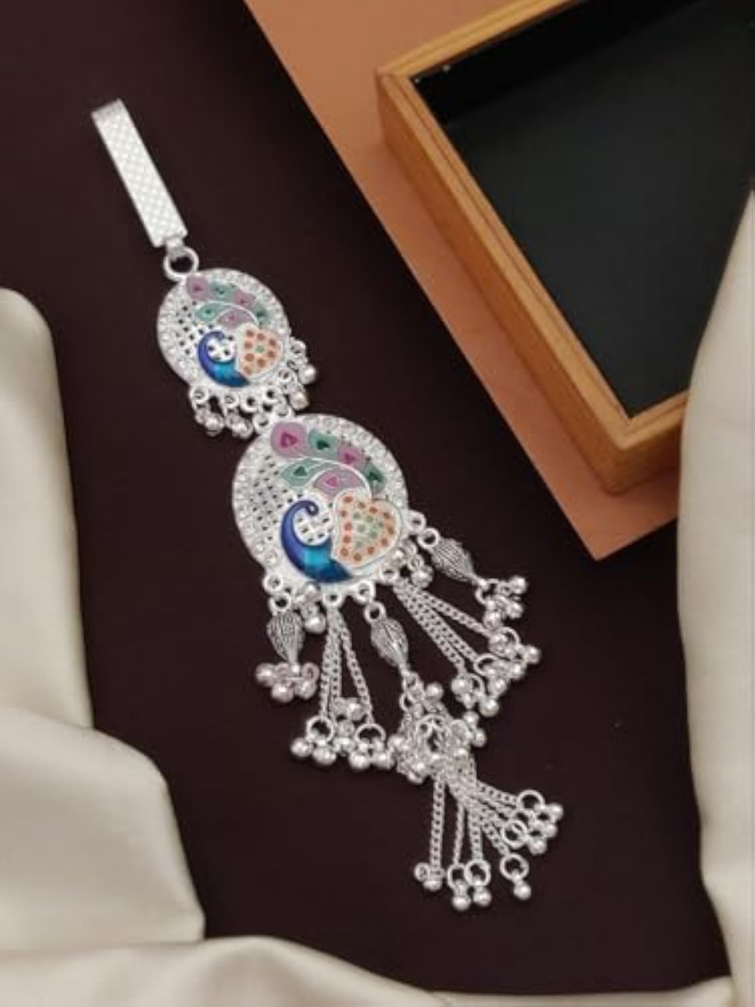 Designer Vintage Silver Saree Waist Challa Key Chain