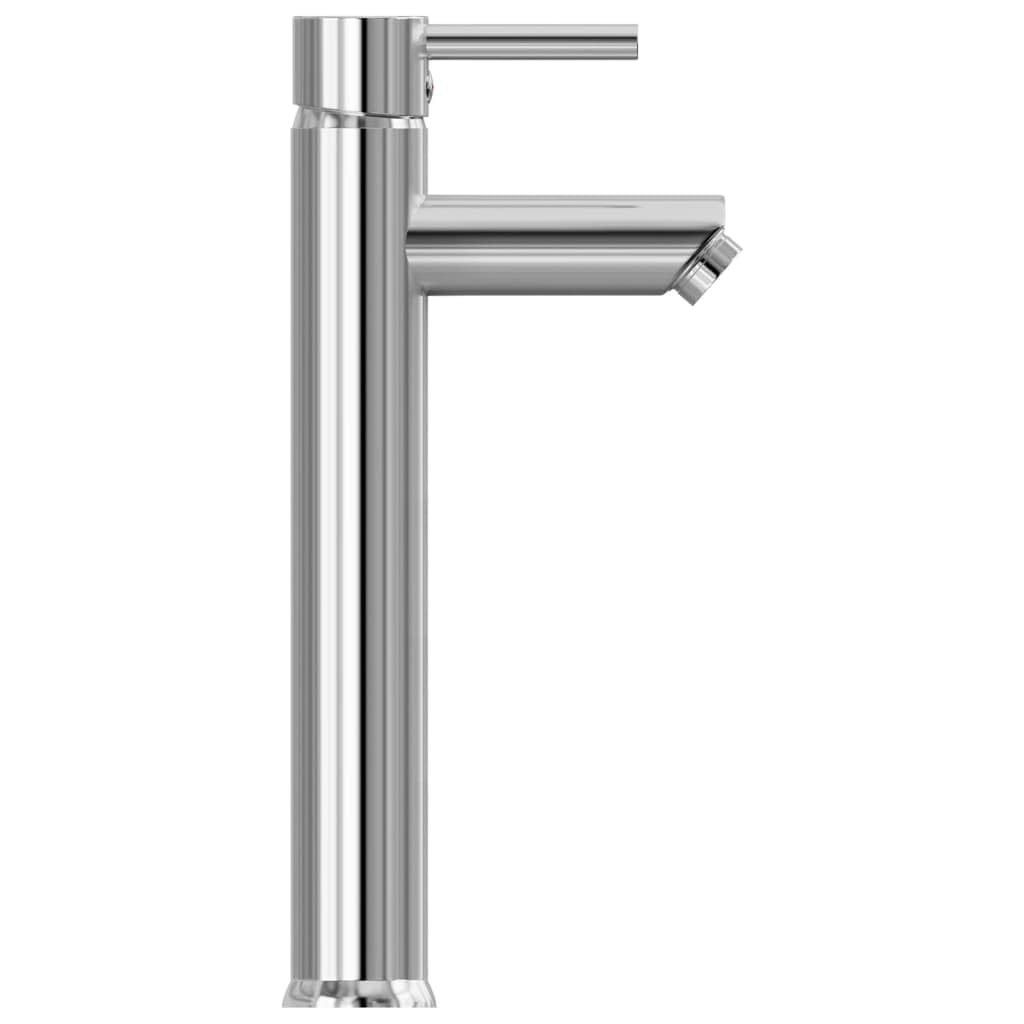 Badezimmer Waschbecken Wasserhahn Ablaufgarnitur aus mattiertem gehärtetem Glas und langlebigem Zink, rundes Waschtisch-Set mit Pop-up Ablauf, ideal für modernes, platzsparendes Bad