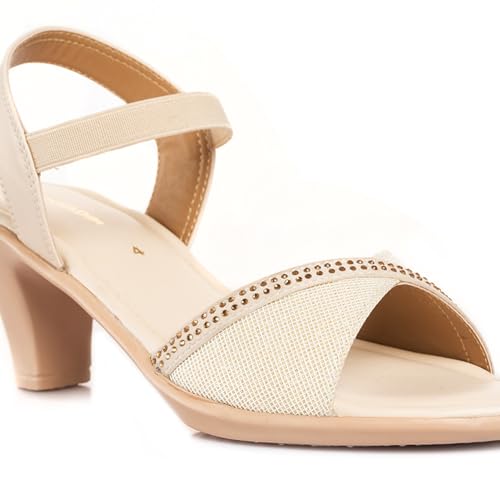 Image of Khadim's 3603666 Lightweight Durable Extra Soft Trendy Premium Stylish Lifestyle and Fancy Elastic Strap Heels For Women