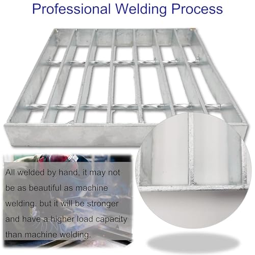 Image of Galvanized Steel Drain Grate, Driveway Channel Cover 9x9 in