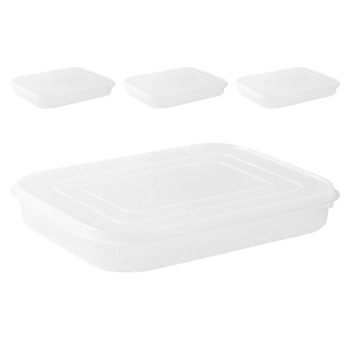 jojofuny Lot de 4 Boîtes de Conservation Alimentaires Transparentes en Plastique Étanches et Empilables pour Réfrigérateur et Congélateur Adaptées au Stockage de Viande Bacon et Fruits