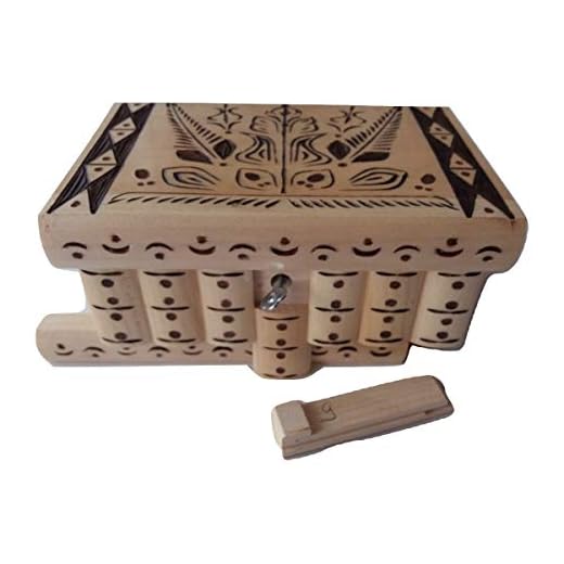 Gran rompecabezas de madera magia misterio secreto caja caso hermosa mano tallada de almacenamiento de joyas complicado juguete especial (Natural with brown carving)