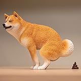 MMOS X Shiba Inu Pooping Dog Statue, Desktop Gift for Dog Lovers, Durable Polyresin with Intricate Details