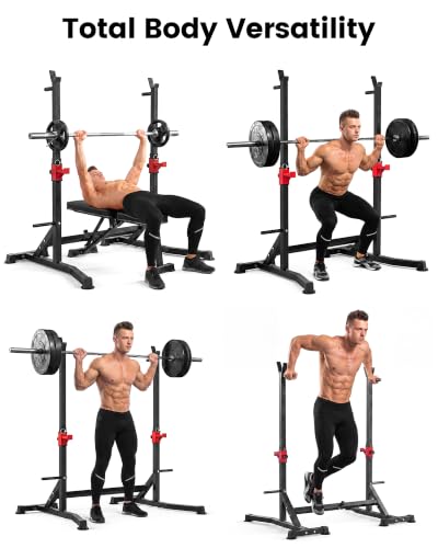 Image of Uboway Bench Press Rack, Adjustable Squat Rack for Home Gym, Barbell Rack